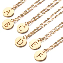 3Pcs/Lot A-Z 26 Initials Name Necklace 12mm Round Pendant Letter Alphabets Necklace  Stainless Steel Femme Choker gift for Women