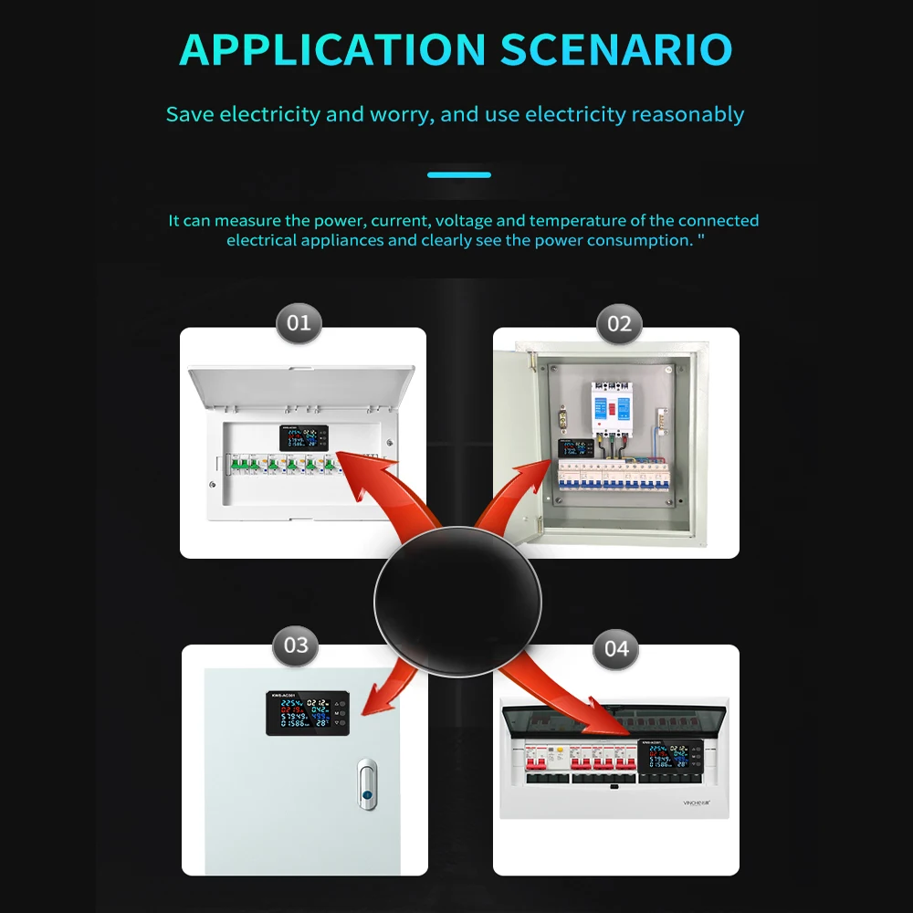 8 in 1 KWS-AC301 wattmetro misuratore di potenza AC 50-300V tensione 50-60HZ analizzatori di potenza 0-20/100A contatore elettrico