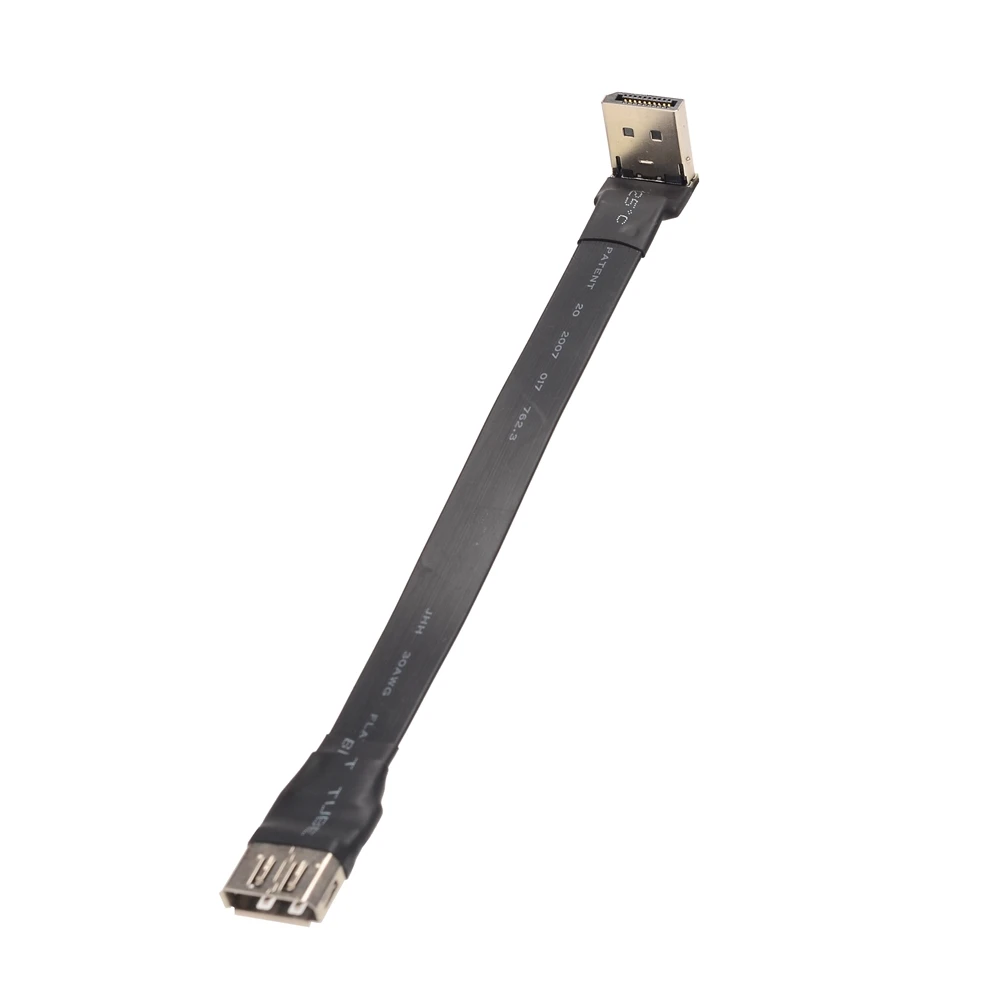 

DisplayPort Ribbon Extension Cable Flat EMI shielding FPC Cable DP 90 degree Angle Connector up downward Male to Female 4K 60Hz