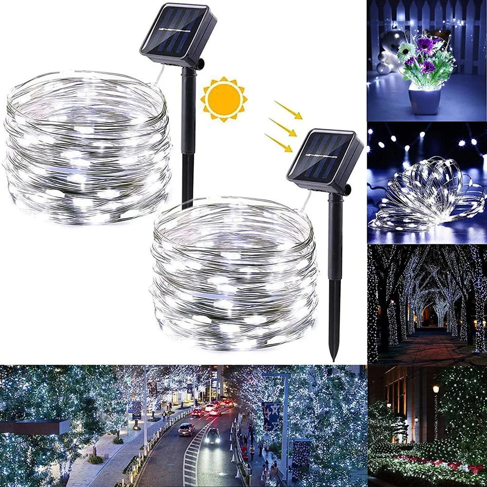 

Christmas Decoration 2025 Dazzle Bright 2 Pack Solar String Lights Outdoor 10/20M Waterproof Fairy Lights with 8 Modes New Year