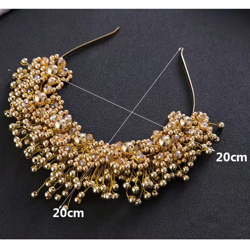 Perles faites à la main bandeau de mariée avec cristaux mariée couronne or/argent accessoire de cheveux de mariage SQ0177