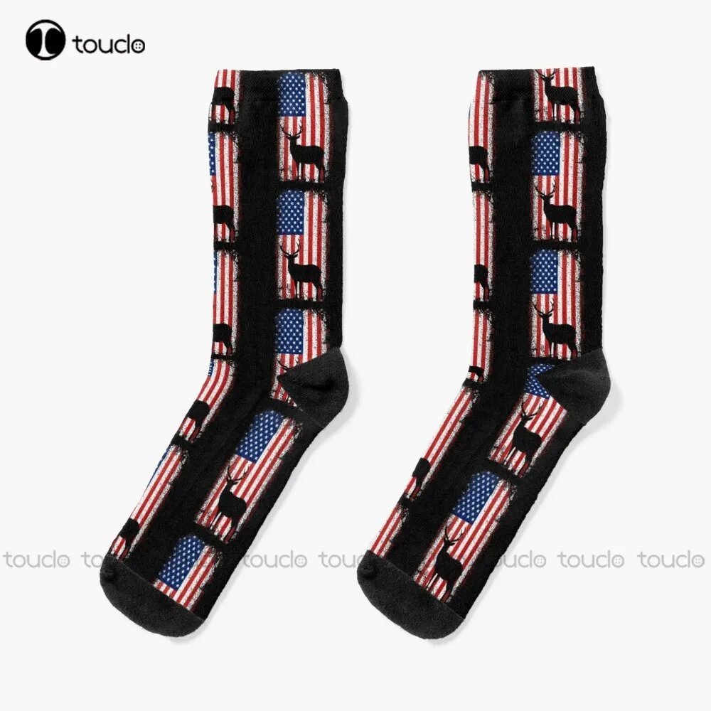 American Deer Hunter Patriotic Socks Cartoon Socks Unisex Adult Teen Youth Socks Christmas Gift Custom Hd High Quality Sock