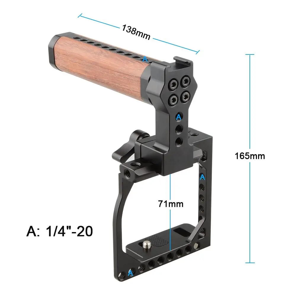 Equipamento da gaiola da câmera de hdrig com punho superior de qr para sony a6000 a6300 a6400 a6500 a6600 4k câmeras dslr câmera gaiola equipamento