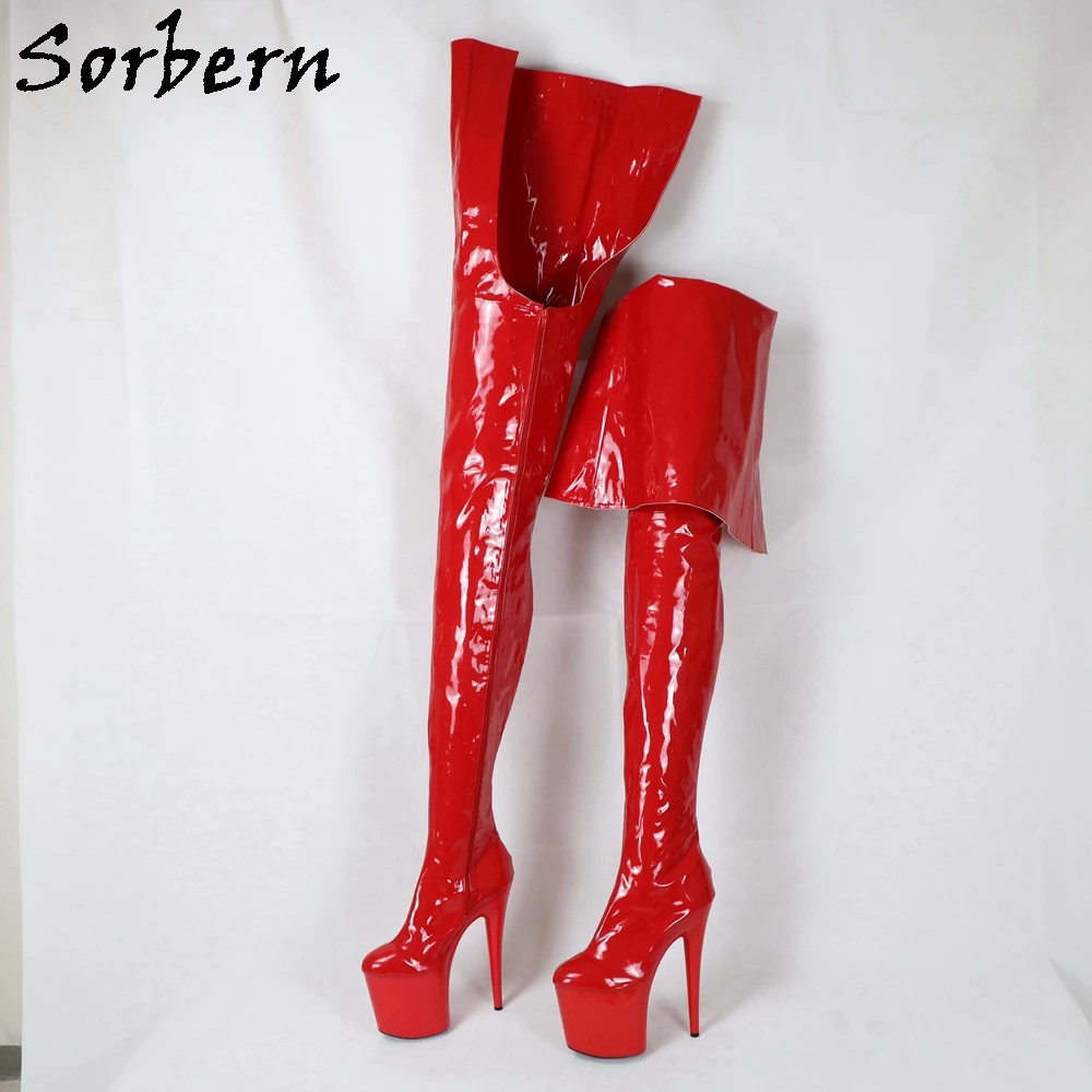 Sorbern su Ordinazione Della Biforcazione Della Coscia Stivali Unisex Estremo Lungo di Avvio per I Ragazzi Crossdressers Boot 20 Centimetri Tacco