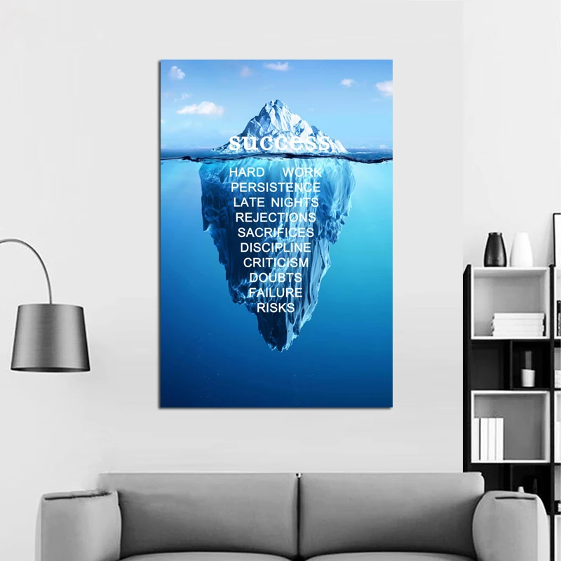 

Inspirational Quotes Iceberg Success Paintings Good Motivation Canvas Prints Picture Home Office Decor Drop Shipping