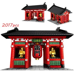 Creative Japan Tokyo World Famous Architecture Moc Building Block Sensoji Temple Kaminarimon Brick Kimono Figure Toy Collection