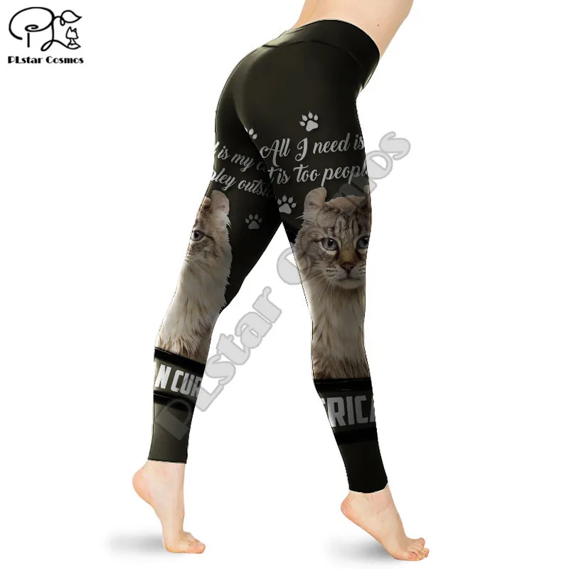 PLstar Cosmos wysokiej elastyczności słodki kociak drukowane moda Slim Fit Legging spodnie do ćwiczenia dorywczo spodnie damskie legginsy Style-81