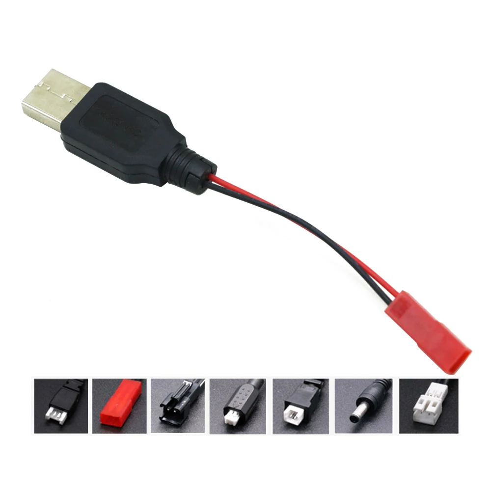 USB Charging 3.7V Lithium Battery Charger Cable USB To JST/SM/Futaba Plug For RC Lipo Mini Drone Quadcopter Car DIY Cable Tool