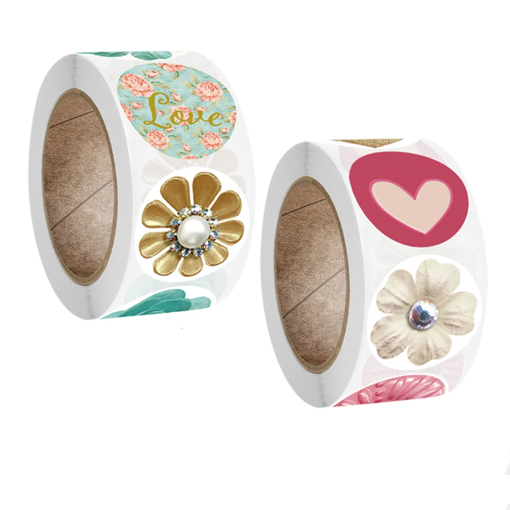 

500PCS/Roll Wedding Decorative Round Roll stickers Holiday Wedding Handmade Decoration Sealing Paper Roll Sticker