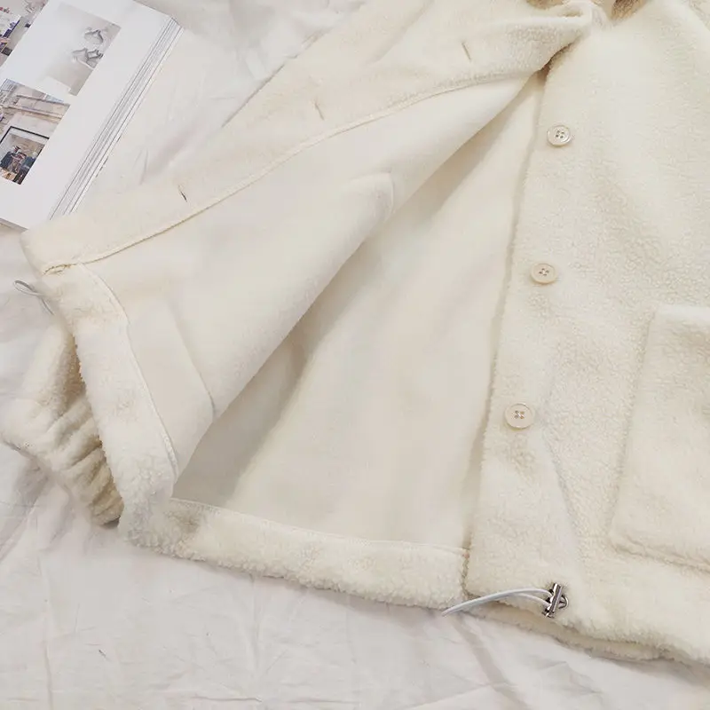 Jackets Women Kawaii Hooded Winter Korean Soft College Single Breasted Girls Outwear Coats Simple Sweet Female Clothing
