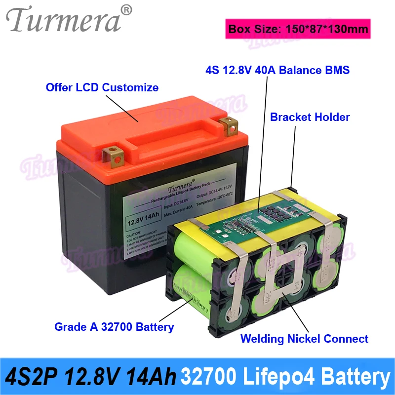 12.8V 14Ah 32700 Lifepo4 Batterij Hoge Rate 4S 40A Balans Bms Voor 12V Motorfiets En Ups Vervangen lood-zuur Batterijen Gebruik Turmera
