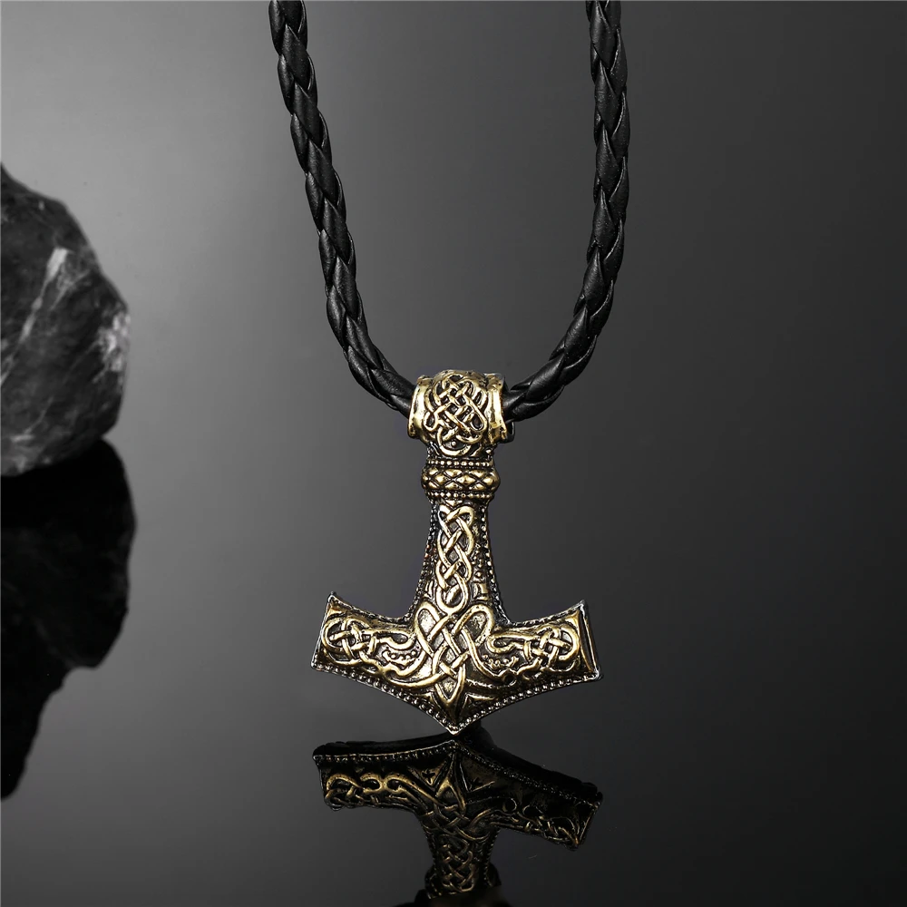 Dropshipping Thor's Hammer Mjolnir Pendant Mens Axe Necklace Vikings Scandinavian Runes Odin Amulet Norse Mythology Jewelry Gift