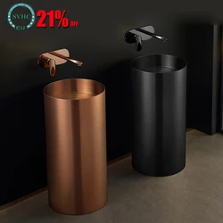 Stainless Steel Wash Basin Floor-standing+Faucet+Copper Drain+Drain Pipe+70CM Inlet Pipe Light Luxury Bathroom Basin 80*40CM