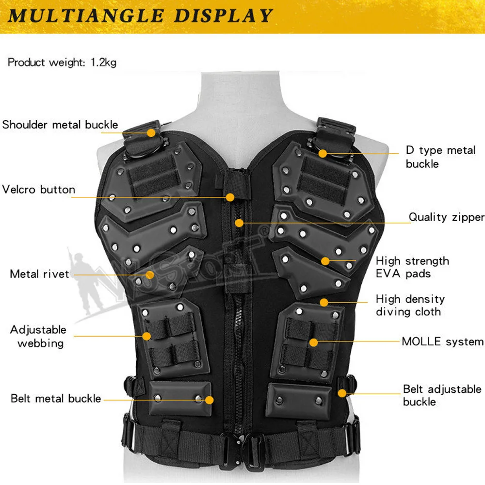 Gilet tactique MFH laser MOLLE militaire PALS armée sécurité airsoft