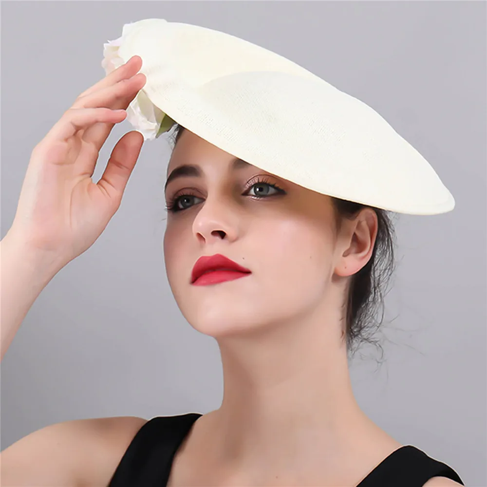 Beige Imitation Linen Wedding Hair Accessories Kentucky Derby Fascinator Headwear High Quality Nice Colorful Cocktail Hat SYF406