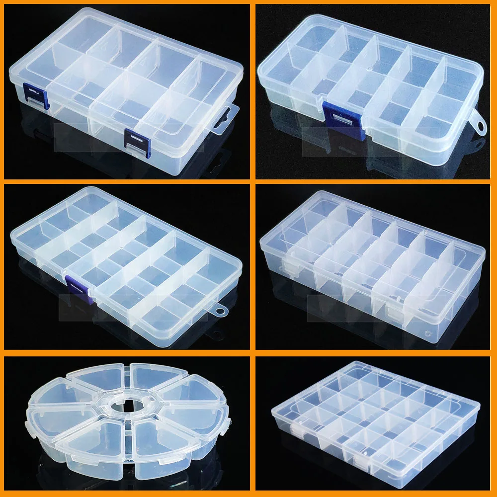 Plastic Storage Box Practical Adjustable Compartment Jewelry Earring Bead Screw Holder Case Display Organizer Container Case