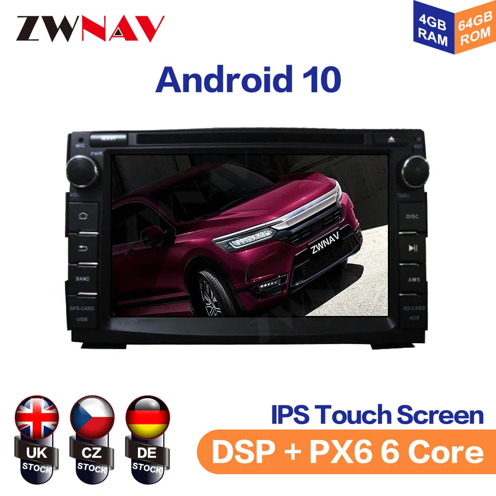 Android 10 4GB+64GB PX6 DSP Car GPS Navigation Multimedia Player For KIA Ceed 2010-2012 Venga Auto Stereo Tape Recoder Head Unit