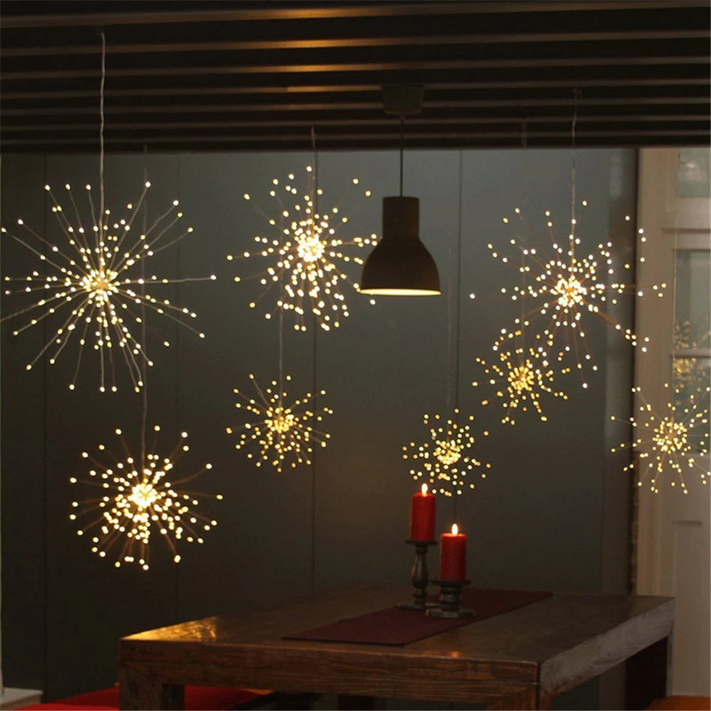 

Christmas Decorations Dandelion Fireworks Lamp Festoon Led Lights Garlands 180 Leds 8 Mode Remote Control Holiday Light String