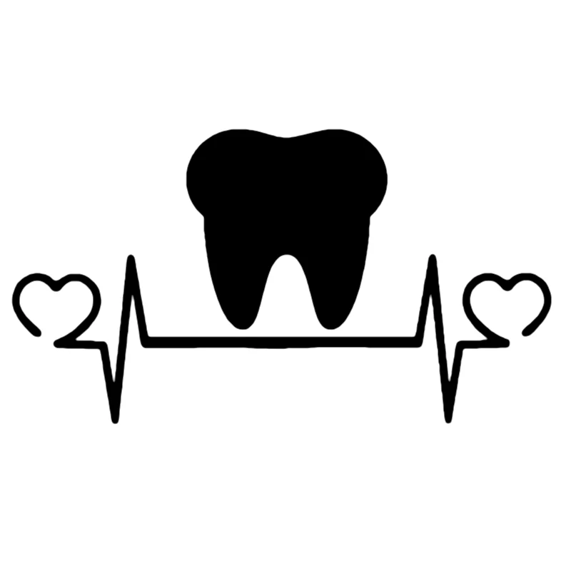 S51187# 20x11 cm Car Stickers Vinyl Decal Tooth Teeth Lifeline Heartbeat Motorcycle Decorative Waterproof