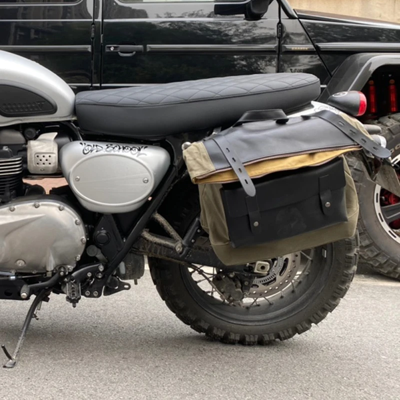 Bolsa de equipaje de Ciclismo de viaje Retro, bolsa lateral de bicicleta de lona, accesorios de motocicleta DIY, bolsa de herramientas para SILLÍN