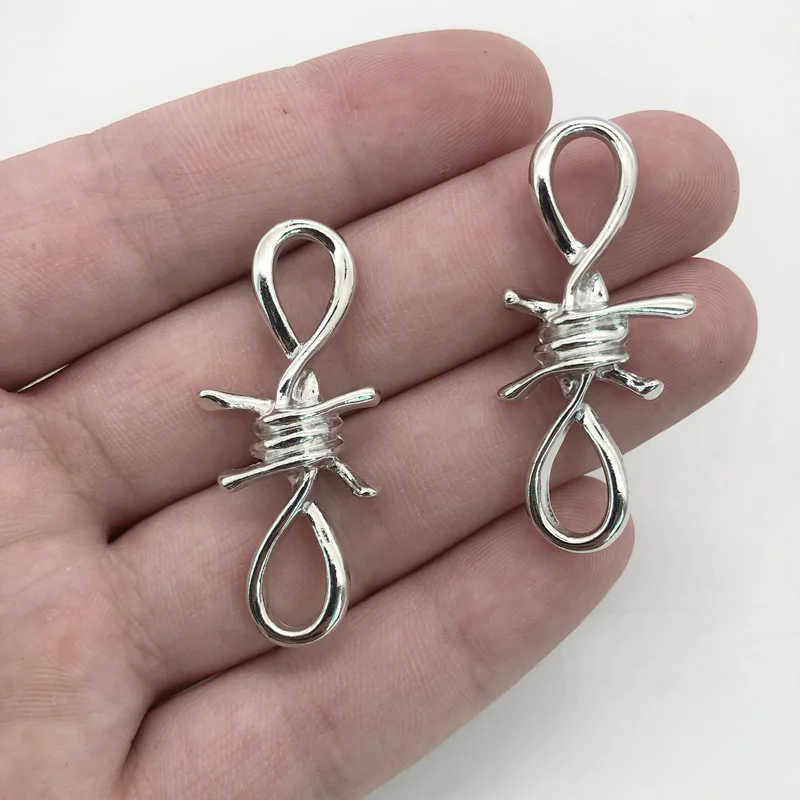 4pcs Zinc Alloy Silver Color thorns Charms 44x20mm Tibetan Silver Plated Pendants Antique Jewelry Making DIY Handmade Craft