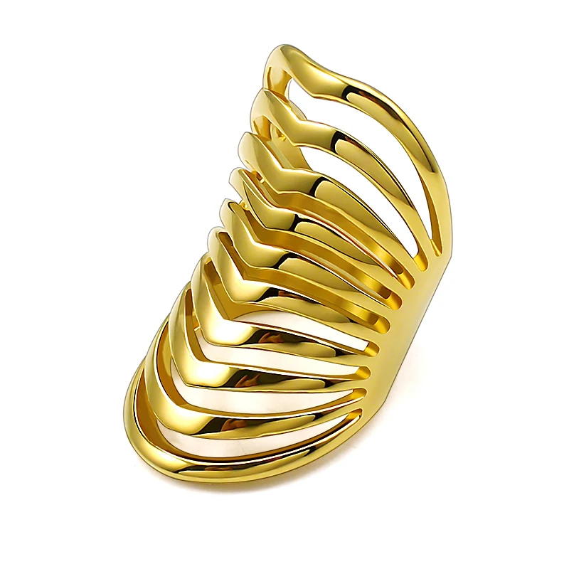 New Women Gold/Silver Color Ring Hollow Huge Fashion Jewelry Luxury Wedding Rings Fashion Bague Wedding Bands