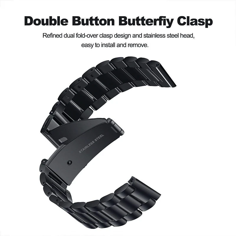 Bracelet en métal pour Amazfit Bip U, accessoires de montre intelligente, ajustement rapide, bracelet d'affaires en acier inoxydable, bracelets Amazfit Bip S