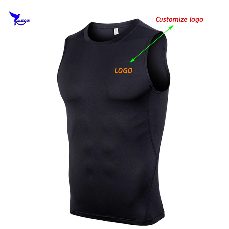 

2020 Summer Quick Dry Sleeveless Running Shirts Men Breathable Compression Tank Top Men's Fitness Gym Sport Vest Customize Print