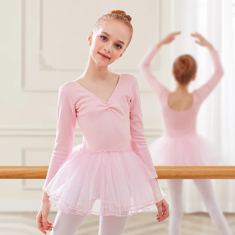 Ballet Dress Ballet Tutu Dance Dresses Girls Thick Velvet Dress Kids Winter Warm Plus Fleece Long Sleeve Tulle Dress - Image 3