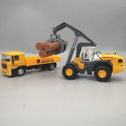 Architecture Construction Auto Transporter and Wood Grabber Truck Alloy Vehicle DieCast Model Toy For Children Gifts Toy
