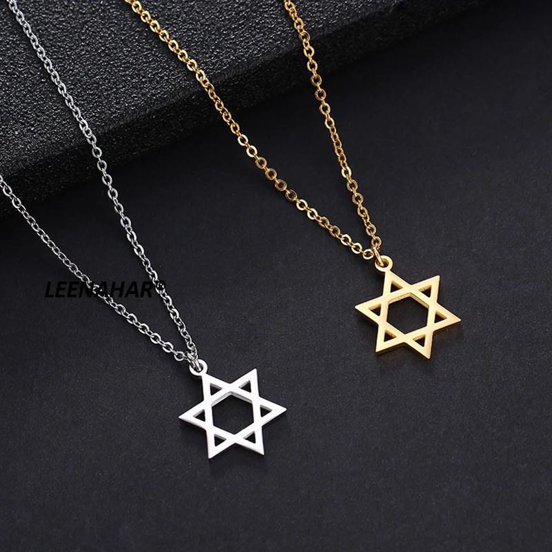 1PC Stainless Steel Israel Magen David Star Necklace For Women Gold Plated Jewish Jewelry Wholesale