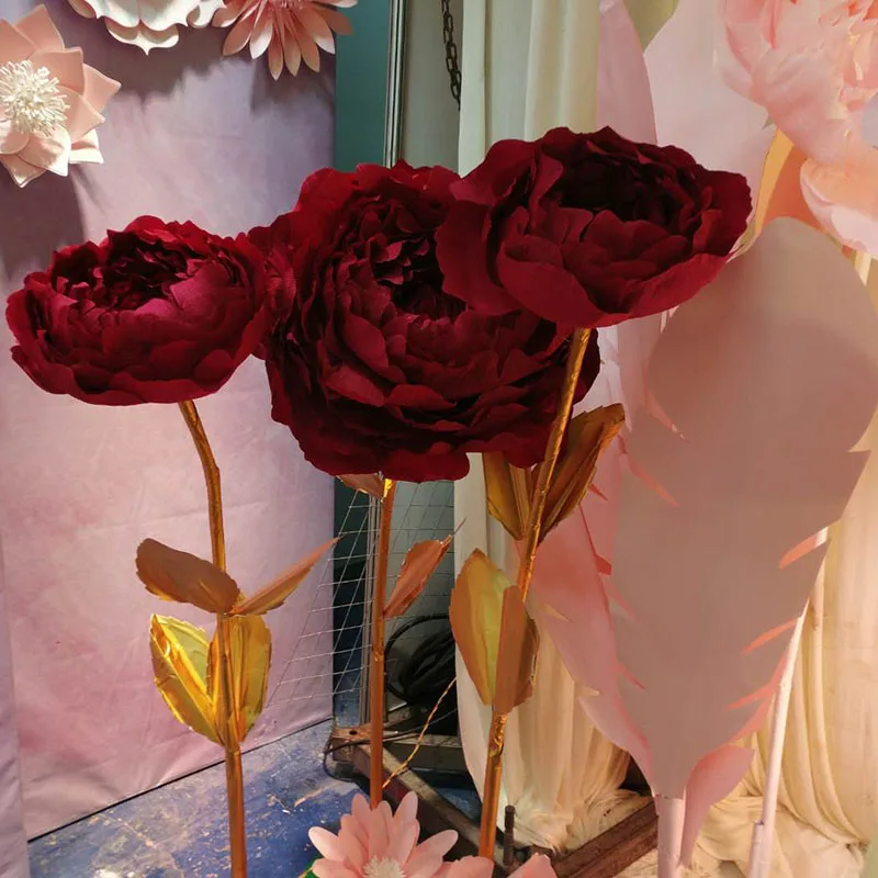 Giant Paper Flowers for Home Decor, Large Peony Head, Fake Flower, Wedding Wall Background, Party Decoration Crafts