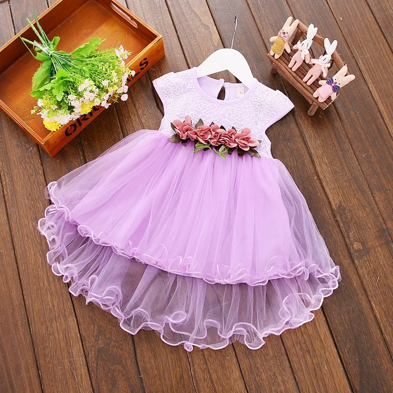 Baby Girls Summer Floral Dress Princess Party Tulle Flower Dresses Toddler Infant Girls Mesh Tutu Dress For Girls