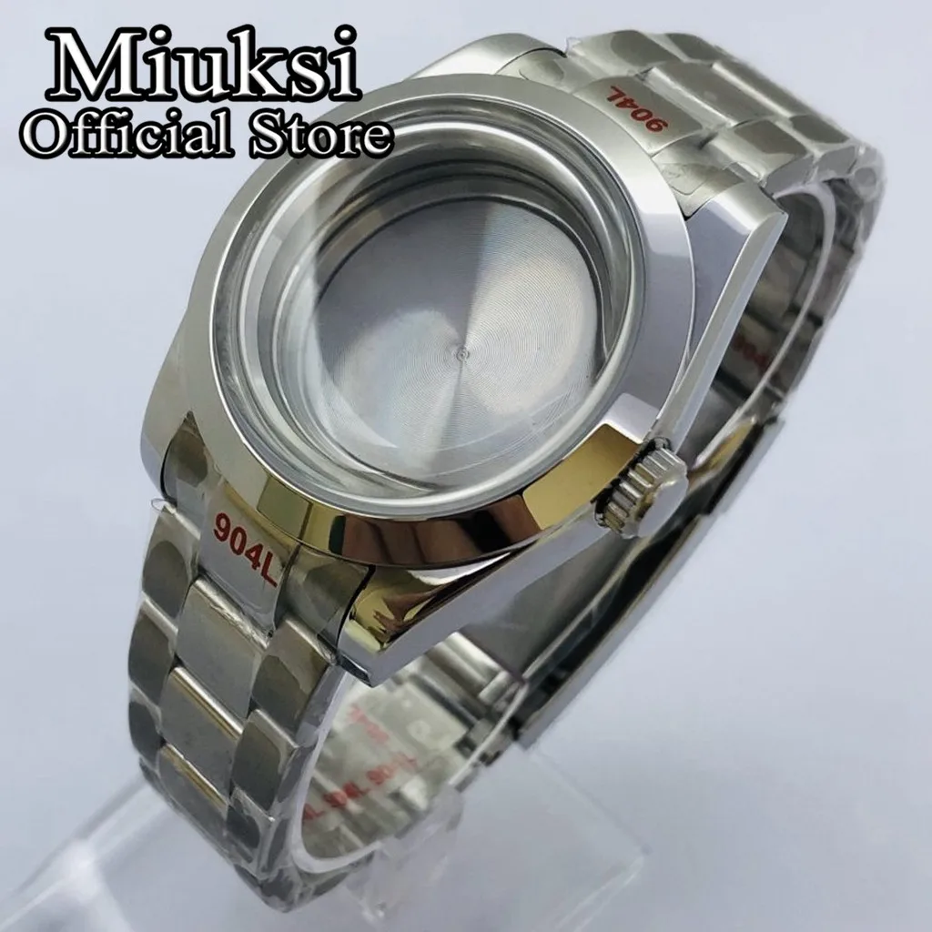 Miuksi 36mm/40mm domed glass silver watch case fit NH35 NH36 ETA2824 2836 Miyota8205 8215 Mingzhu DG2813 3804 PT5000 movement