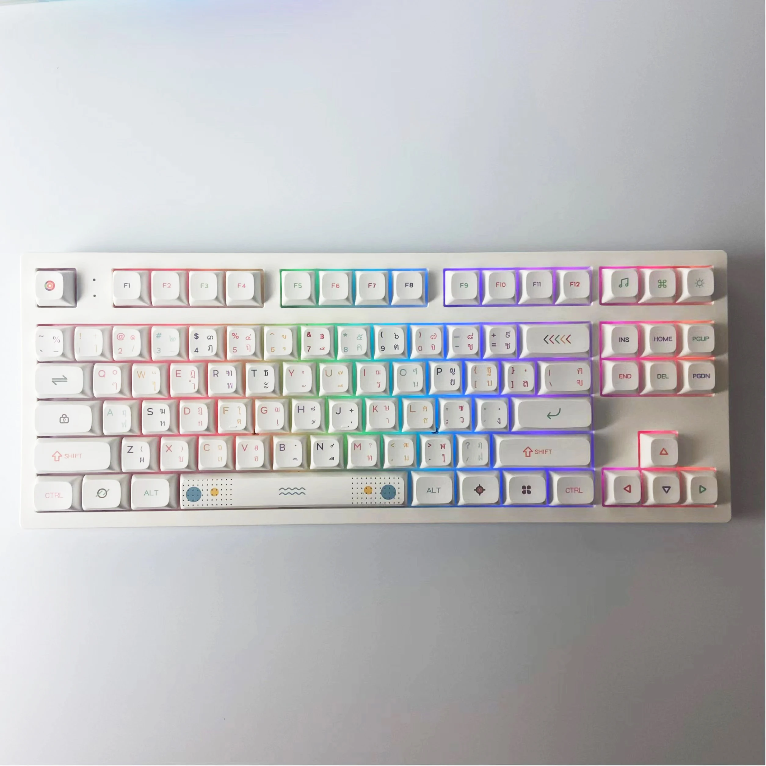 【Skyline】 الأصلي الجديد 127 مفتاح التايلاندية ضوء النيون Keycap XDA ارتفاع PBT التسامي Keycap صندوق