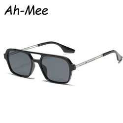 Fashion Square Double Beam Sunglasses Women Men Brand Punk Small Sun Glasses Female Retro Metal Eyeglasses UV400