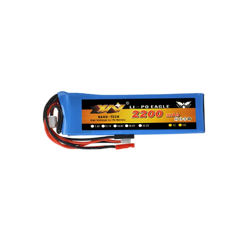 2S 7.4V 2200mah Lipo Battery 8C JST Plug Connector for Futaba T6J T8FG 12FG Walkera DEVO 7 RC Radio Remote Control Transmitter