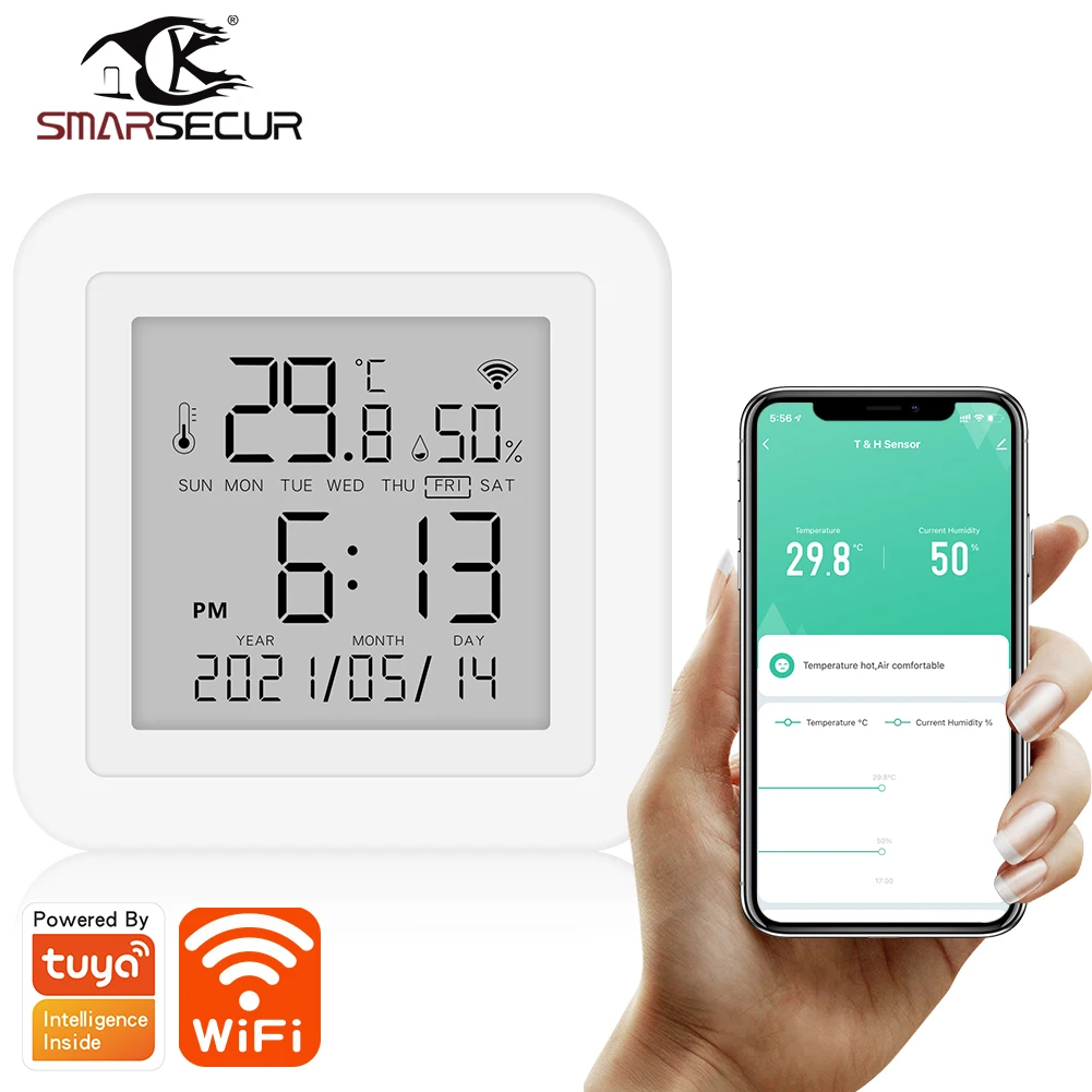 Tuya Smart home WiFi Temperature Humidity Accuracy T&H Sensor with display