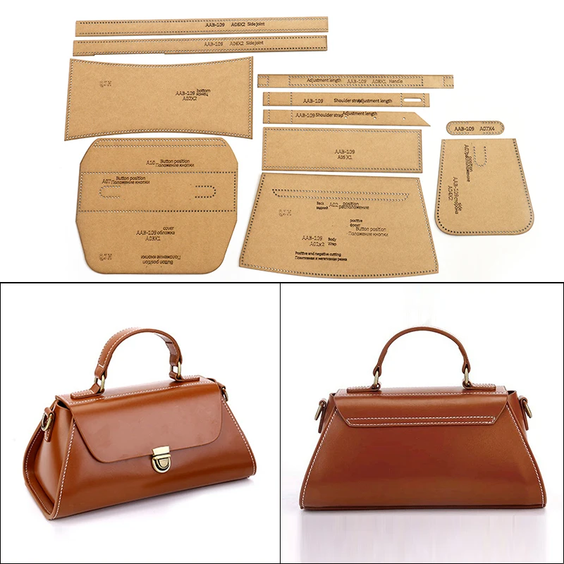 QJH Fashion Single Shoulder Crossbody Handbag Kraft Paper Template DIY Leather Craft Hole Template Sewing Pattern Accessories