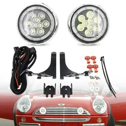 2XFor MINI Rally Lights LED Fog light Daytime Running Driving Lamp For Mini Cooper R50 R52 R53 JCW/S 2001-2006 Extension harness