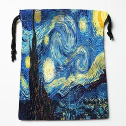 Personalizza la notte stellata Vincent van Gogh borsa con coulisse piccola borsa da viaggio piccola da donna borsa regalo di natale 18*22cm W-0616