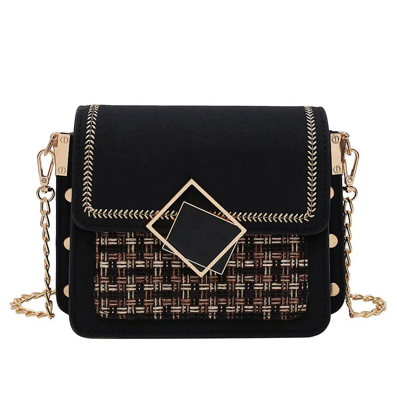 

New Scrub Leather Weave Crossbody Bags For Women Fall Chain Shoulder Messenger Bag Female Chain Luxury Handbags and Purses