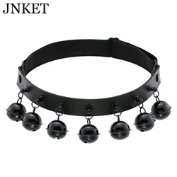 JNKET New Gothic Style Leg Ring Black Bell Leg Ring Women Punk PU Leather Garter Elastic Leg Straps Garment Accessories Adjustab