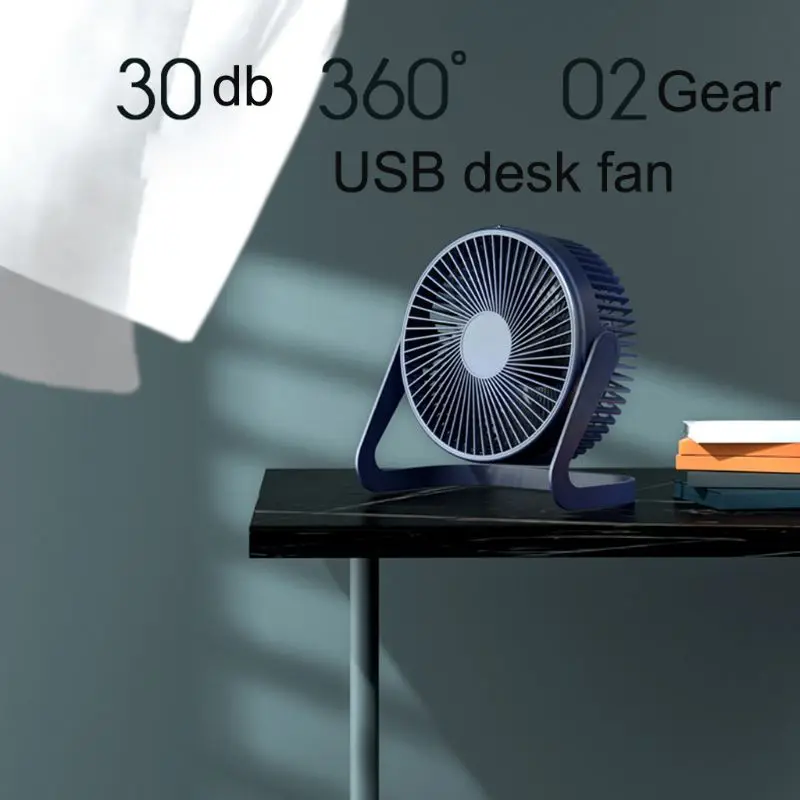 مروحة مكتب USB مع مفتاح تشغيل/إيقاف ، 2 سرعات ، للمنزل والمكتب والسيارة والخارج ، دوران 360 درجة ، 5/6/8 بوصة ، 19QE