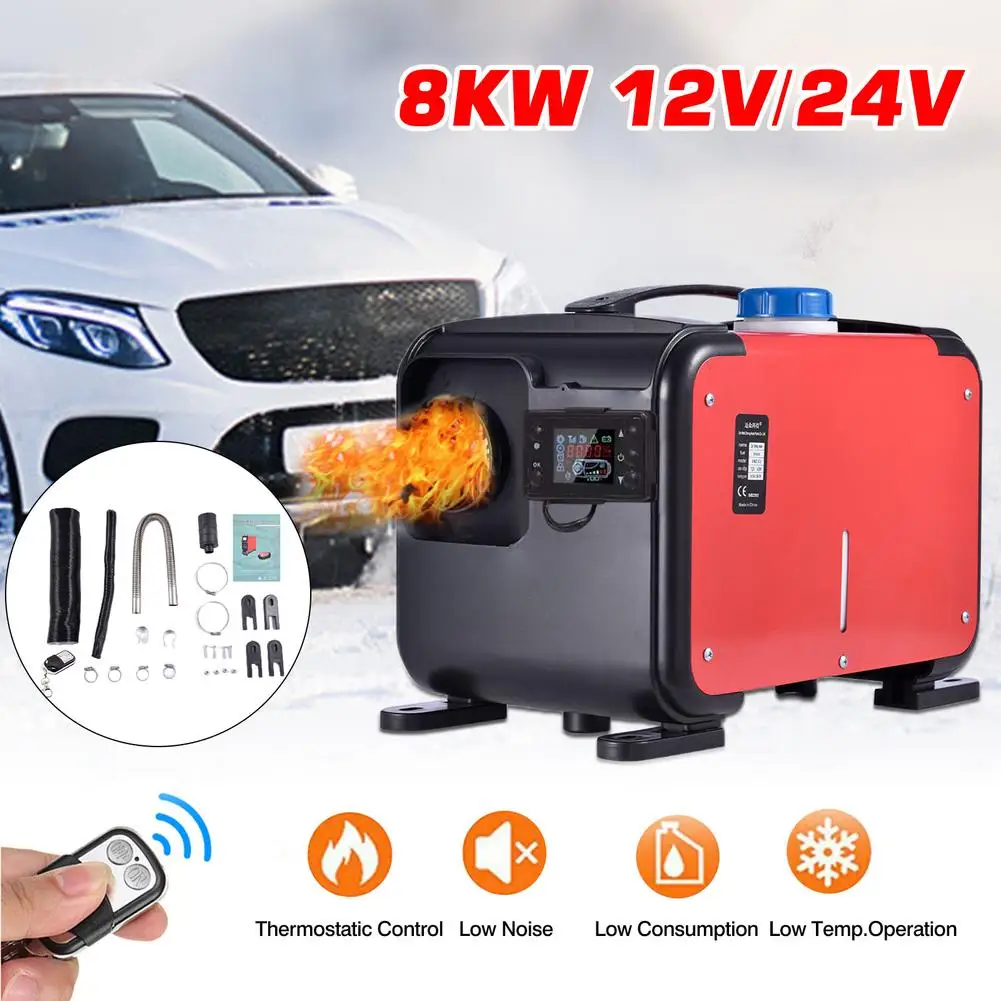 

12V 24V 1KW To 8KW Air Heater Black Car Heater Automatic Temperature Control Defroster LCD Display