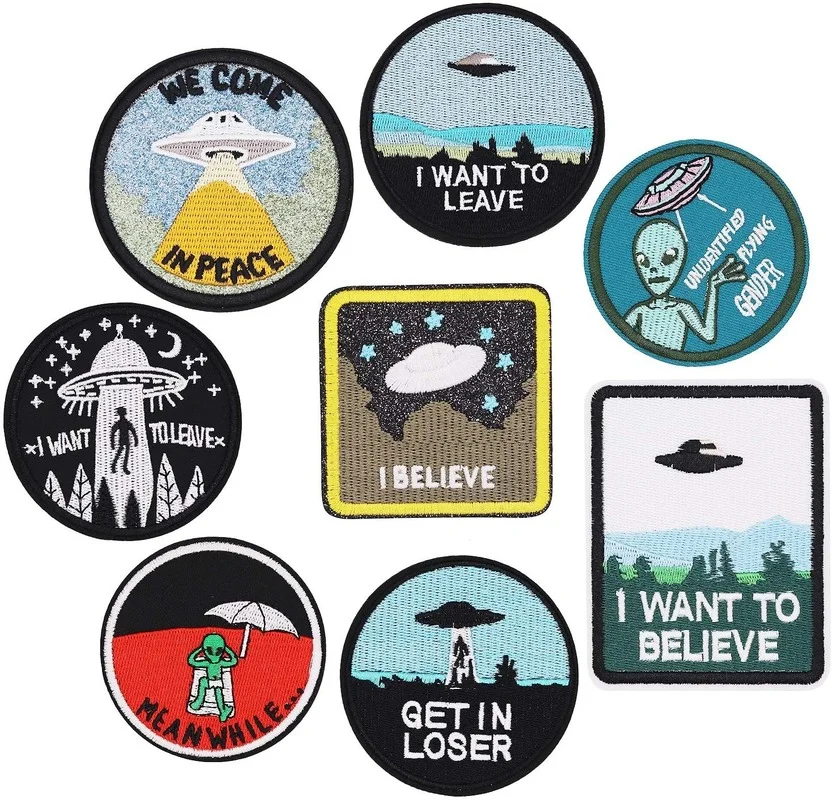 Alien Spaceship Want to Leave Sew / Iron on Patches Embroidered Motif Applique Decal for DIY Jean Jacket Kid's Clothing Bag Caps