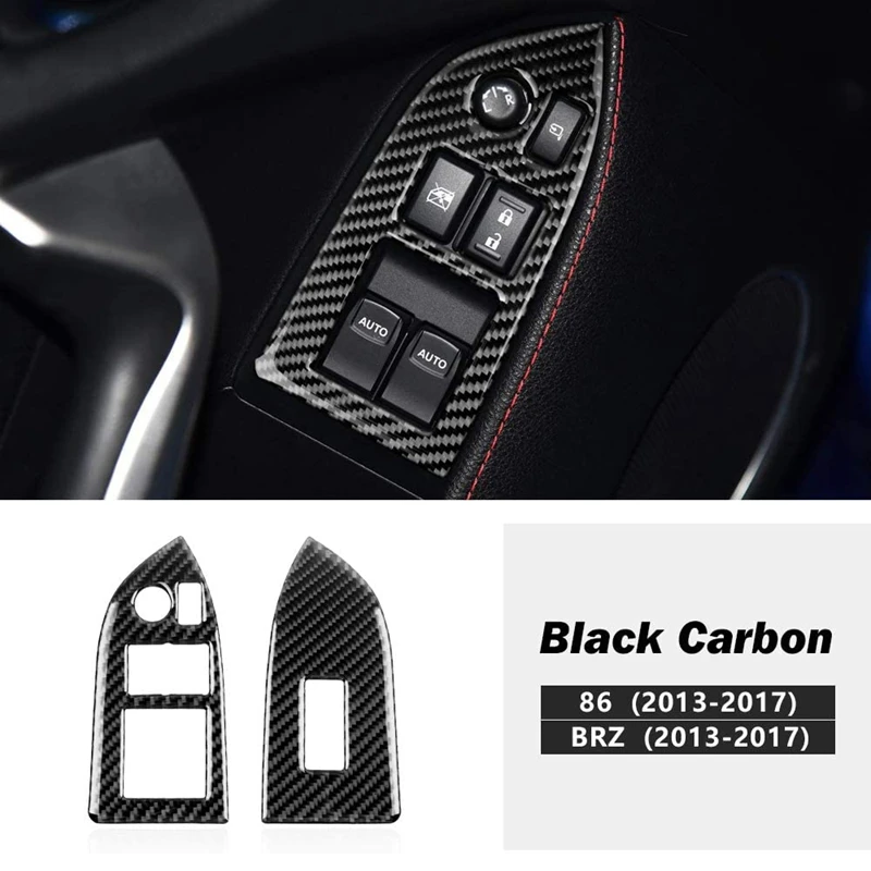 for Subaru BRZ Toyota 86 2013-2017 Real Carbon Fibre Car Window Lift Button Decorative Cover Trim Stickers Accessories