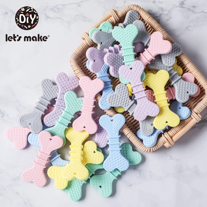 10pcs 펜던트 모양 실리콘 아기 개 뼈를 만들자 사랑스러운 Teether 만화 개 뼈 꼬인 아기 장난감 Teether 아기 아이를위한