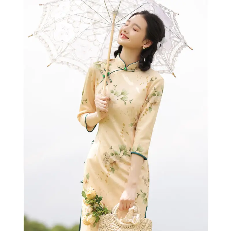 

Cheongsam Chinese Style Dresses Young Girls Dress Qipao New Retro Improved Daily Summer Modern Weding Party Dress