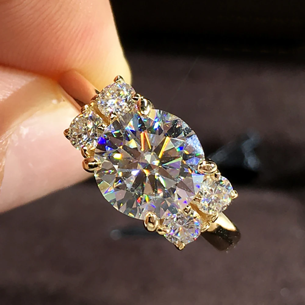 10K Au417  Yellow Gold We olny sell DVVS Moissanite Diamonds 1 2 3 4 5 Carat Round Wedding Ring